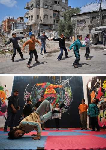 Niños palestinos usan el breakdance para aliviar el estrés de la guerra en Nuseirat